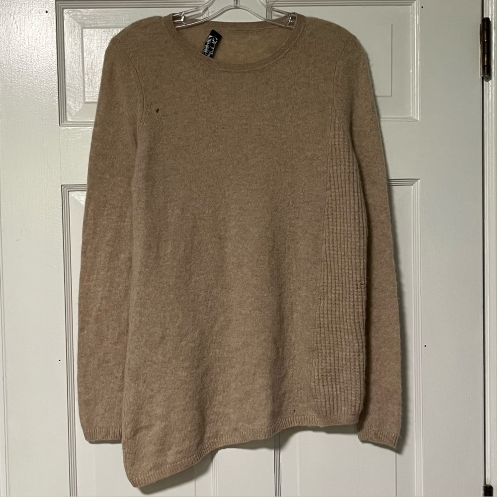 MAGASCHONI Cozy asymmetrical Camel cashmere long sleeve Knit Tunic Sweater